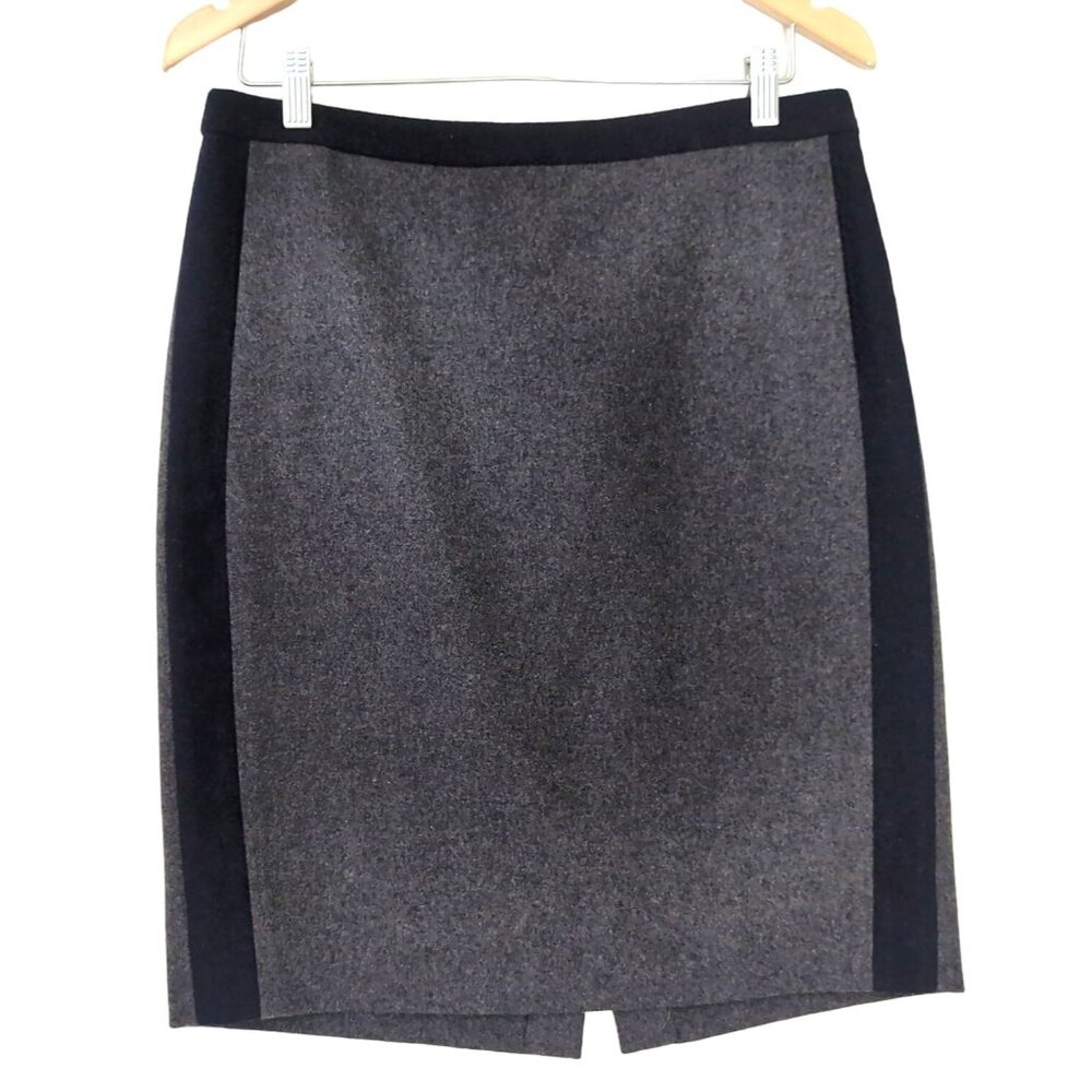 J Crew The Pencil Skirt Womens 6‎ Gray Navy Blue Stripe Career Office Minimalist
